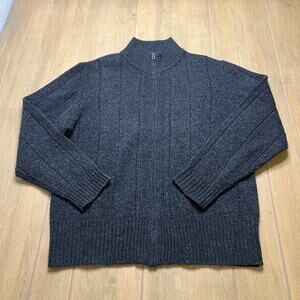 Heather Tweed Lambswool Sweater Full Zip Gray XL Mens
